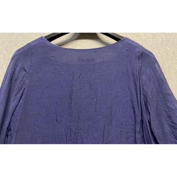 Prontomoda Giusy Womens Silk Layered Tunic Dress Size Large Navy Lace Trim - Picture 9 of 9